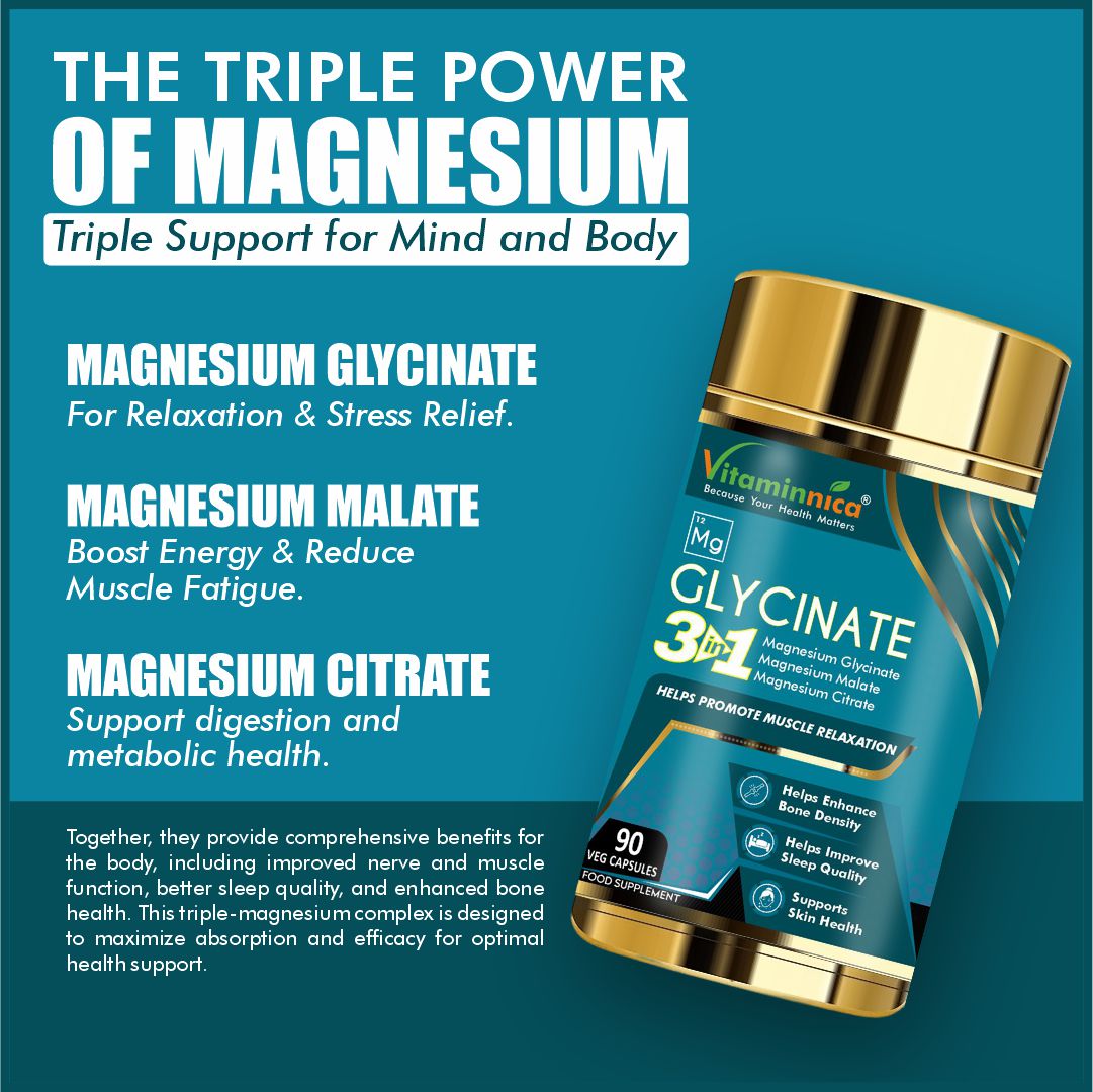 Vitaminnica Magnesium Glycinate 3 in 1- 90 Capsules - Image 4