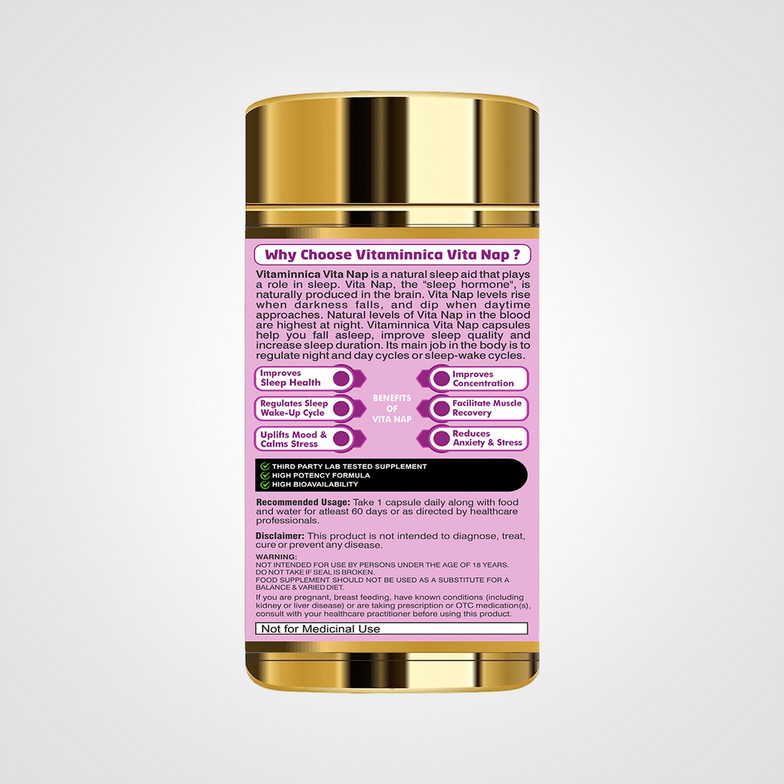 Vitaminnica Vita Nap- Natural Sleep Support- 60 Capsules - Image 3
