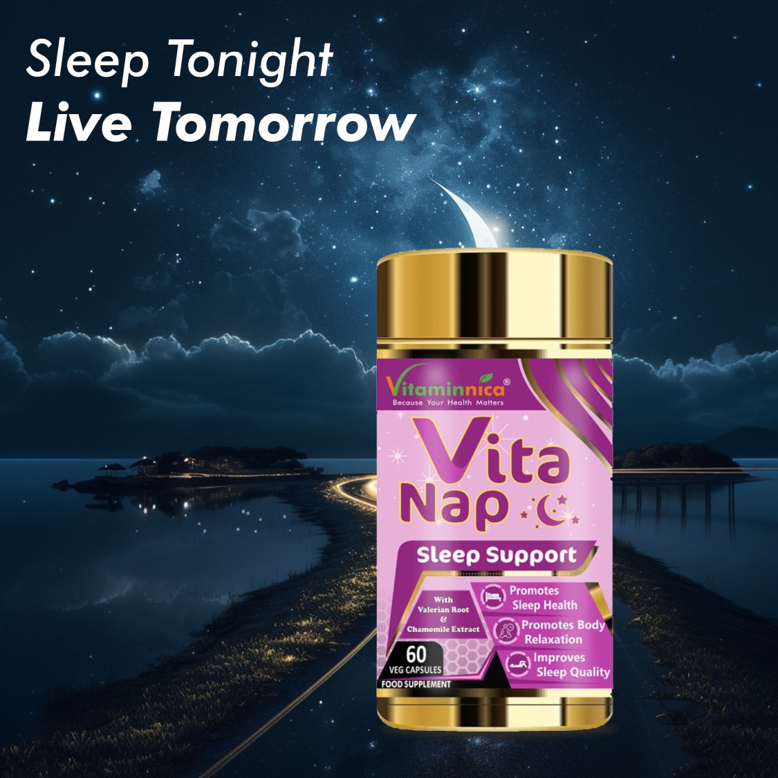 Vitaminnica Vita Nap- Natural Sleep Support- 60 Capsules - Image 4