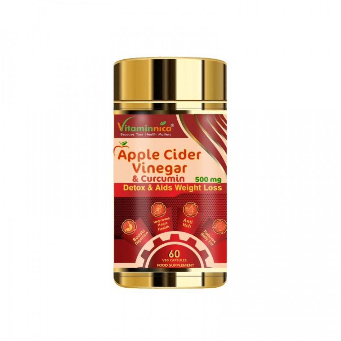 Vitaminnica Apple Cider Vinegar + Curcumin 500mg Capsules 60’s – Immunity Booster