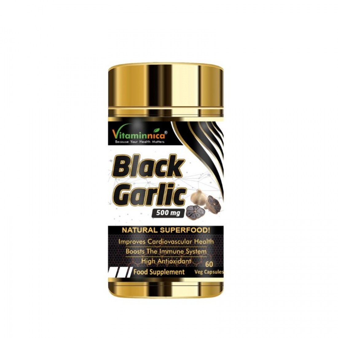 Vitaminnica Black Garlic 500mg Capsules 60’s – Brain health, General Wellness, Heart Health