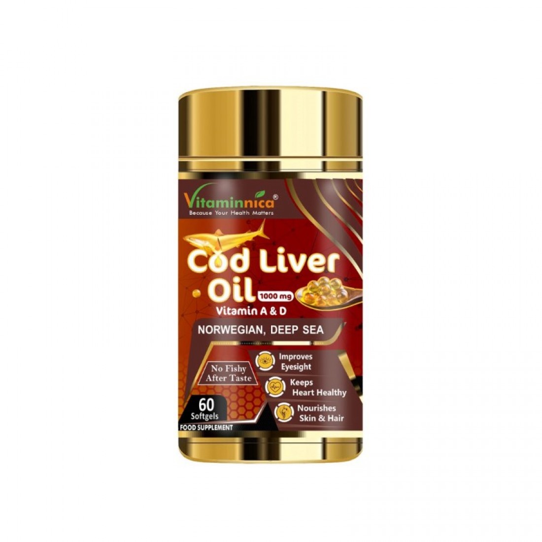 Vitaminnica Cod Liver Oil 1000mg Softgels 60’s, – GW