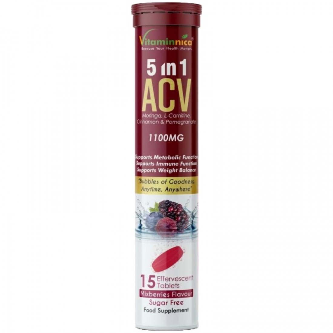 Vitaminnica ACV 5 in 1 Effervescent Tablets 15’s Mixberries – GW