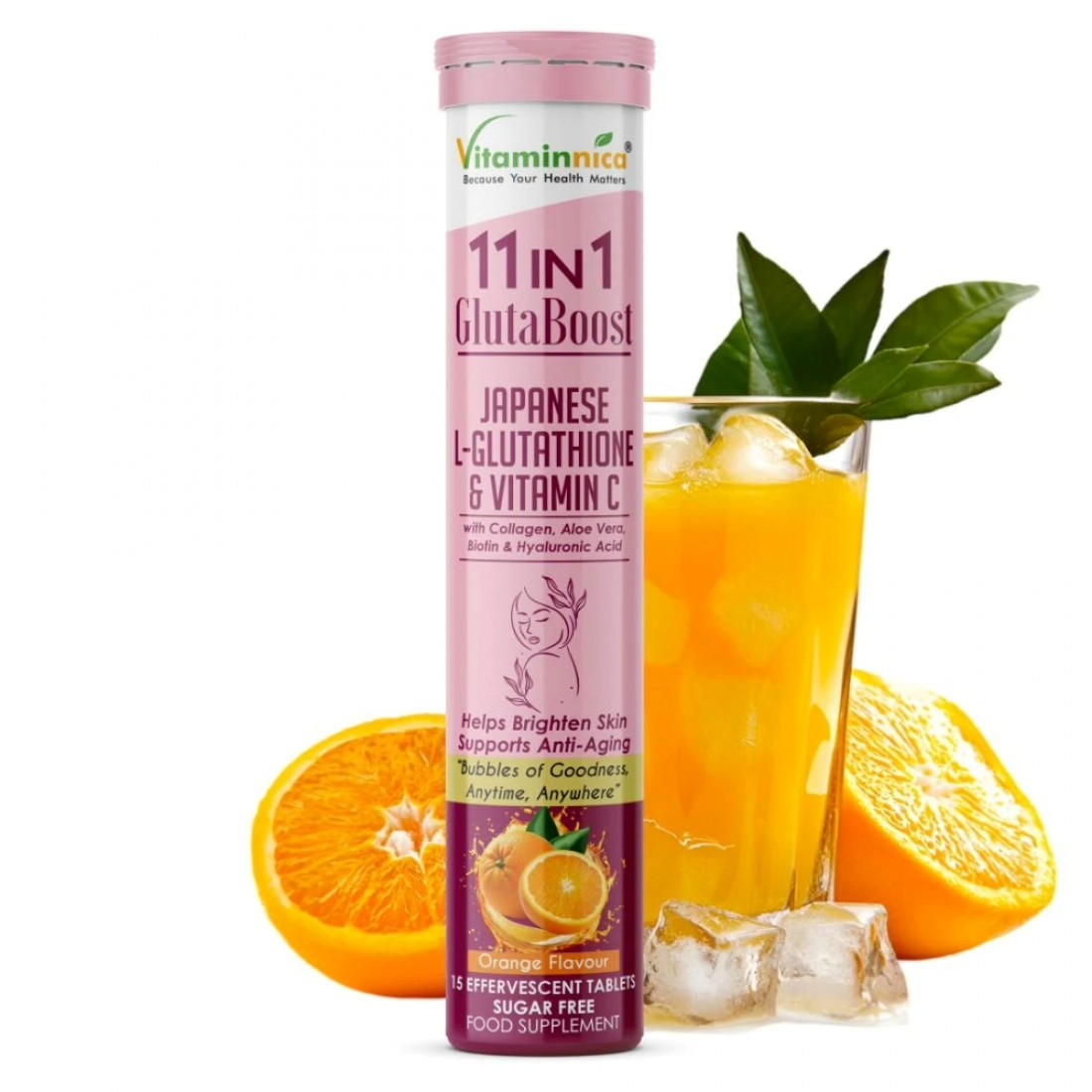 Vitaminnica Gluta Boost 11 in 1 Effervescent Tablets 15’s Orange – GW