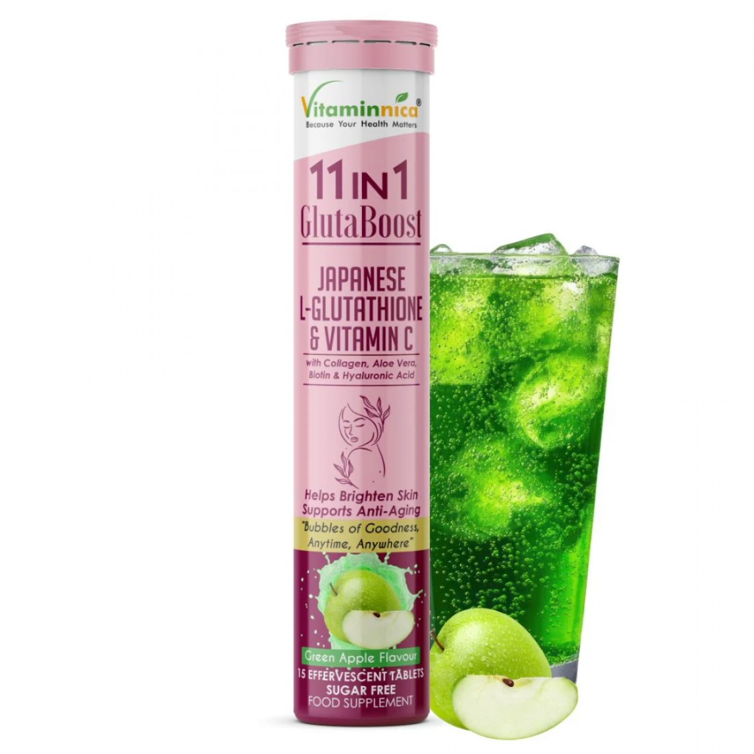 Vitaminnica Gluta Boost 11 in 1 Effervescent Tablets 15’s Green Apple – GW